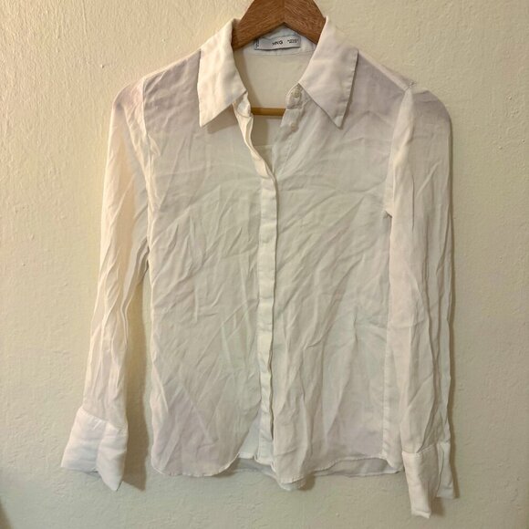 Mango White Button Down Shirt - Picture 1 of 3